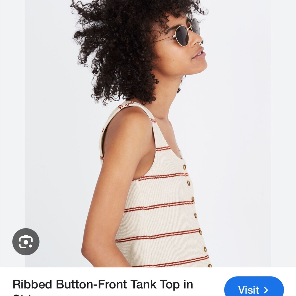 Madewell Cream and Orange Ribbed Crop Tank Top - Picture 3 of 4